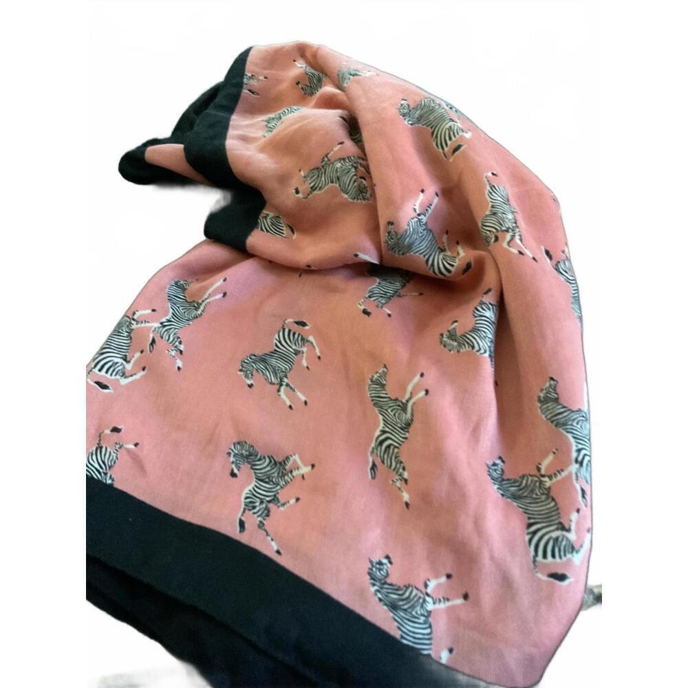 Cozy Pink Zebra Print Scarf with Black Border